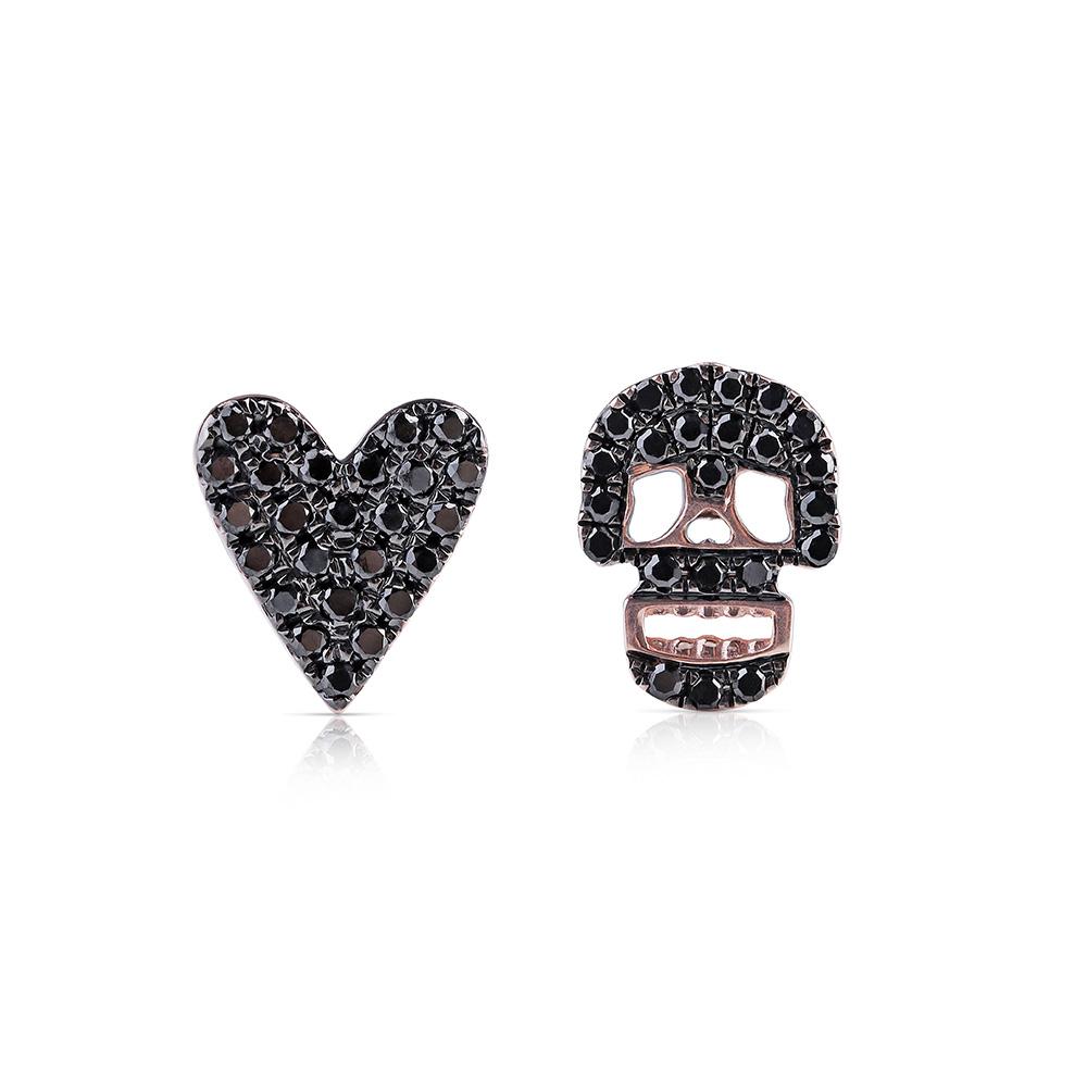 Black diamond heart deals earrings