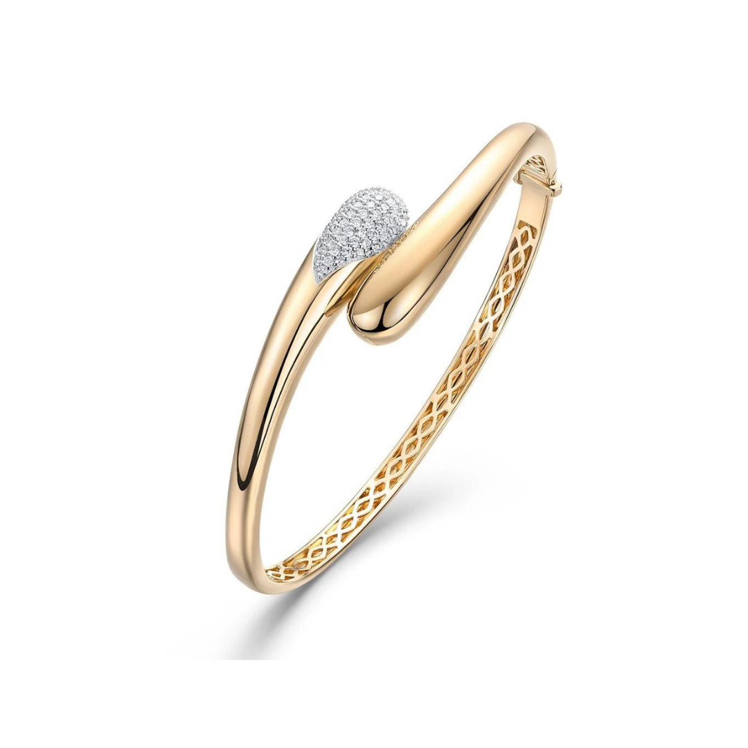 14K GOLD AND DIAMOND CLOUD BANGLE