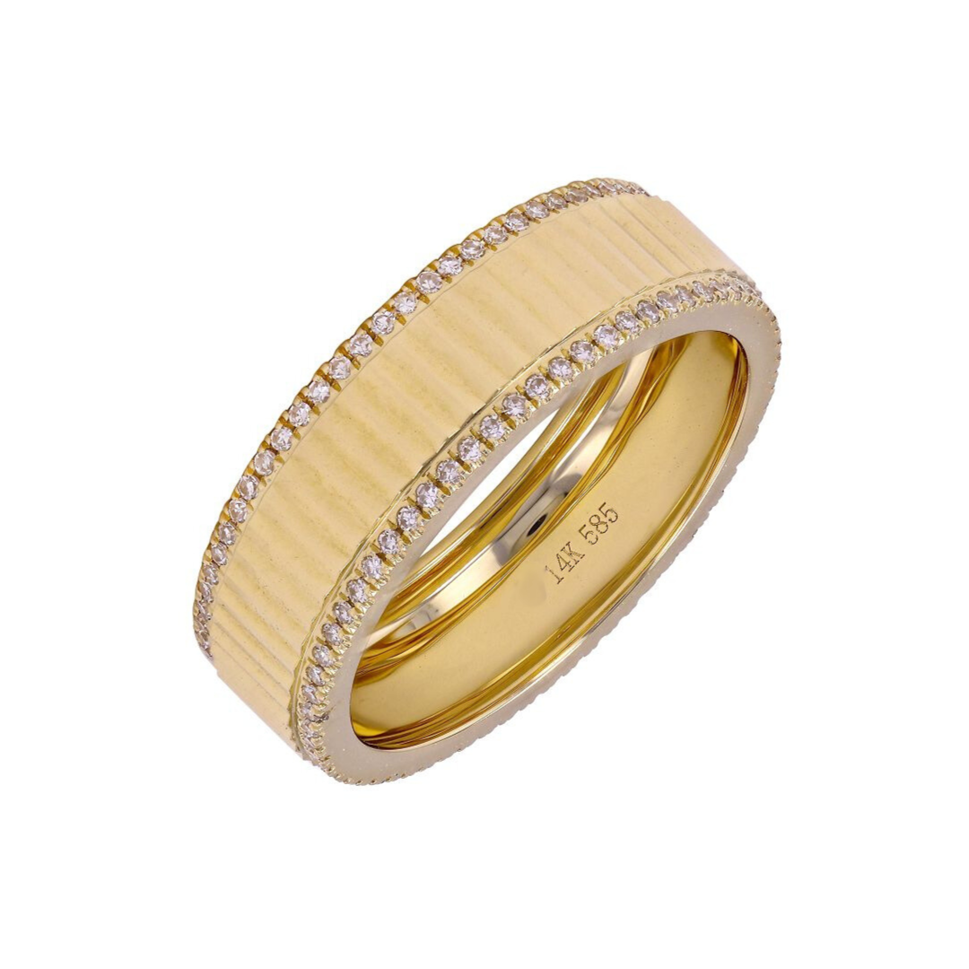 14K GOLD AND DIAMOND RYAN FLUTED RING