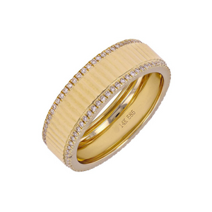 14K GOLD AND DIAMOND RYAN FLUTED RING