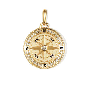 14K GOLD AND DIAMOND SMALL COMPASS CHARM 