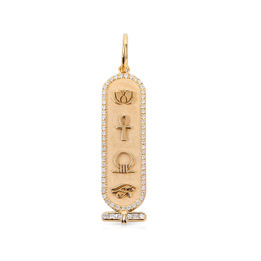 14K GOLD CARTOUCHE WITH DIAMOND BORDER