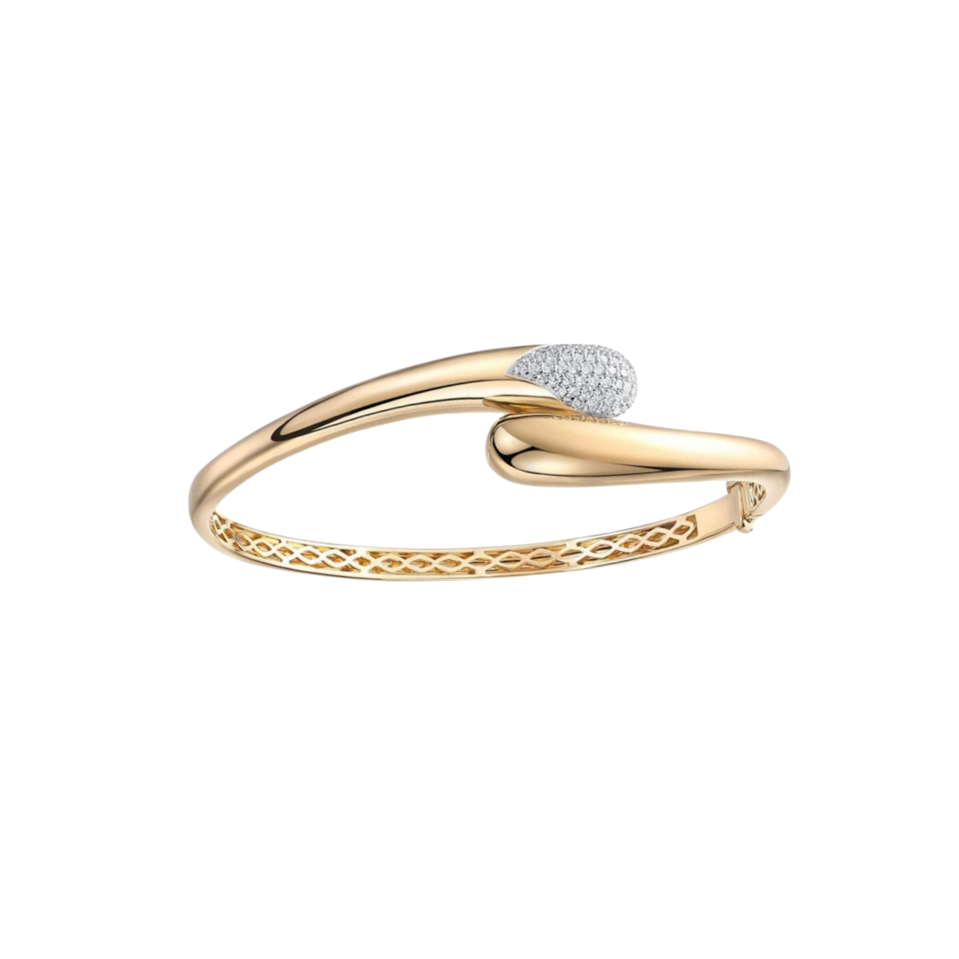 14K GOLD AND DIAMOND CLOUD BANGLE