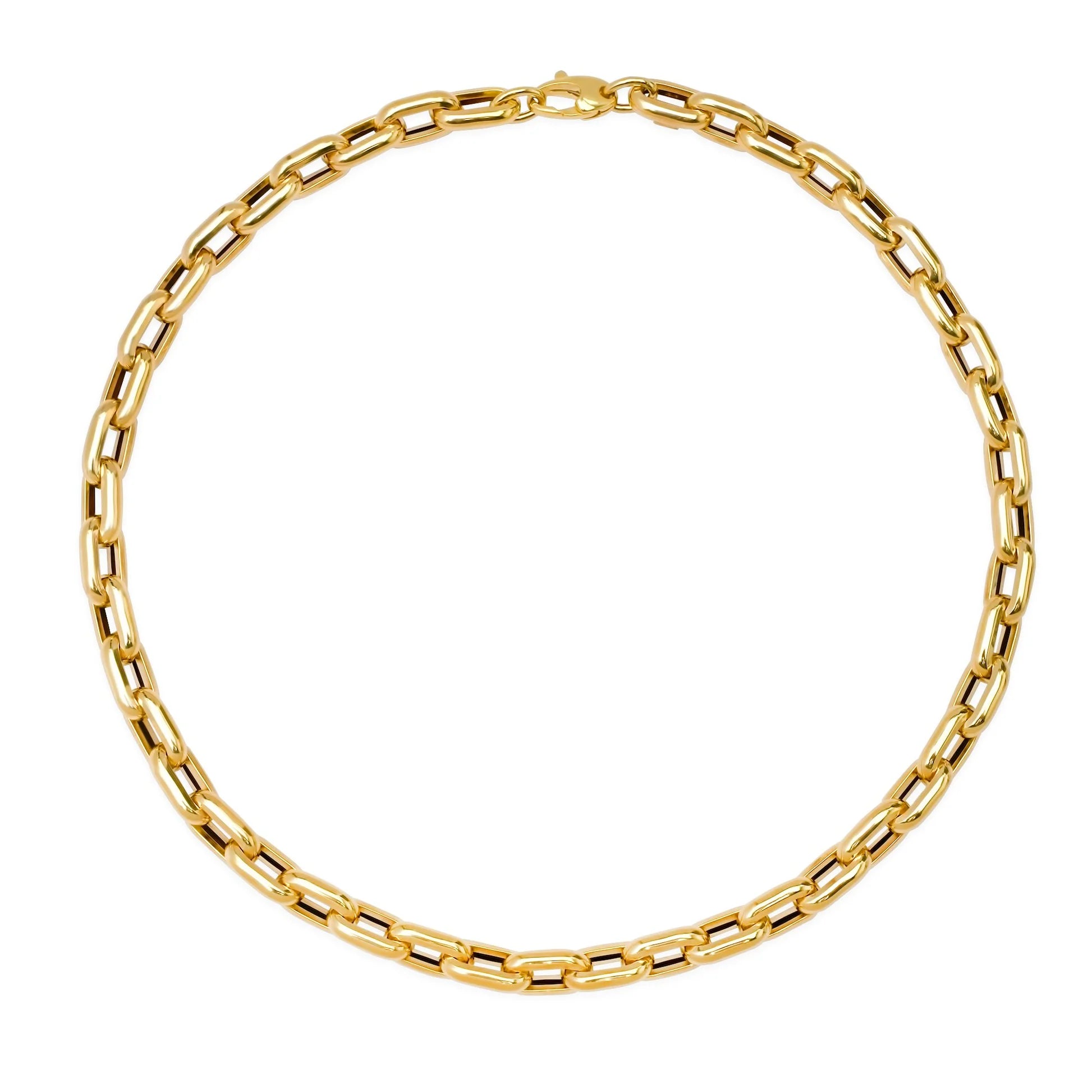 EXTRA LARGE 14K GOLD RECTANGULAR LINK SEMI-HOLLOW CHAIN