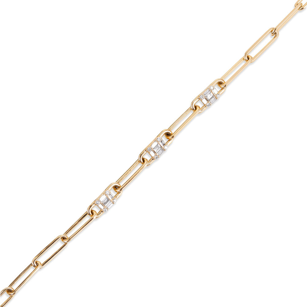 CALLY DIAMOND PAPERCLIP CHAIN BRACELET