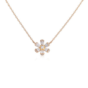 BAGUETTE DIAMOND FLOWER NECKLACE