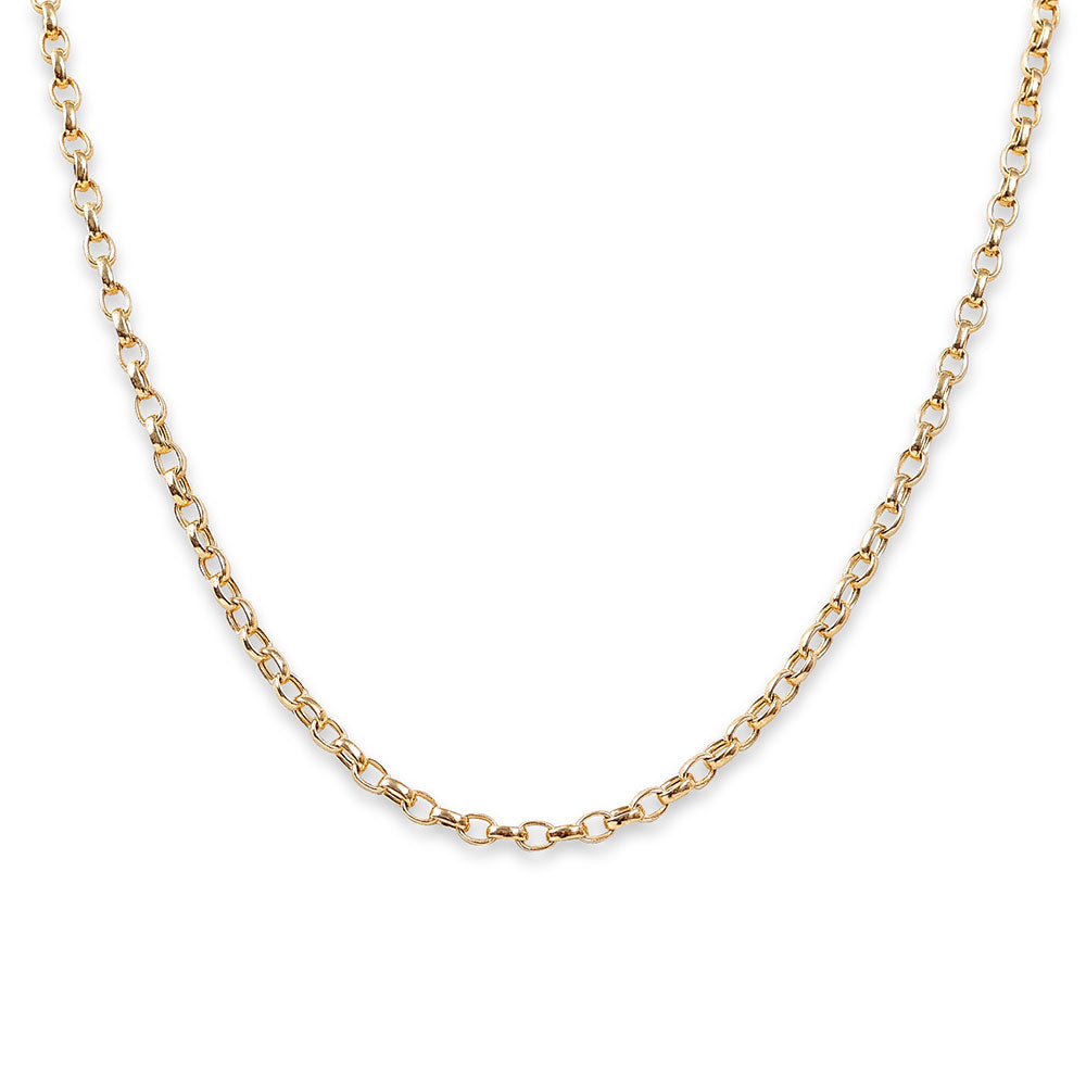 14K GOLD HOLLOW LINK ROLO CHAIN (3.8MM)