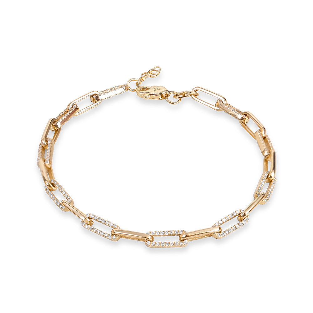 14K GOLD AND DIAMOND PAPERCLIP BRACELET