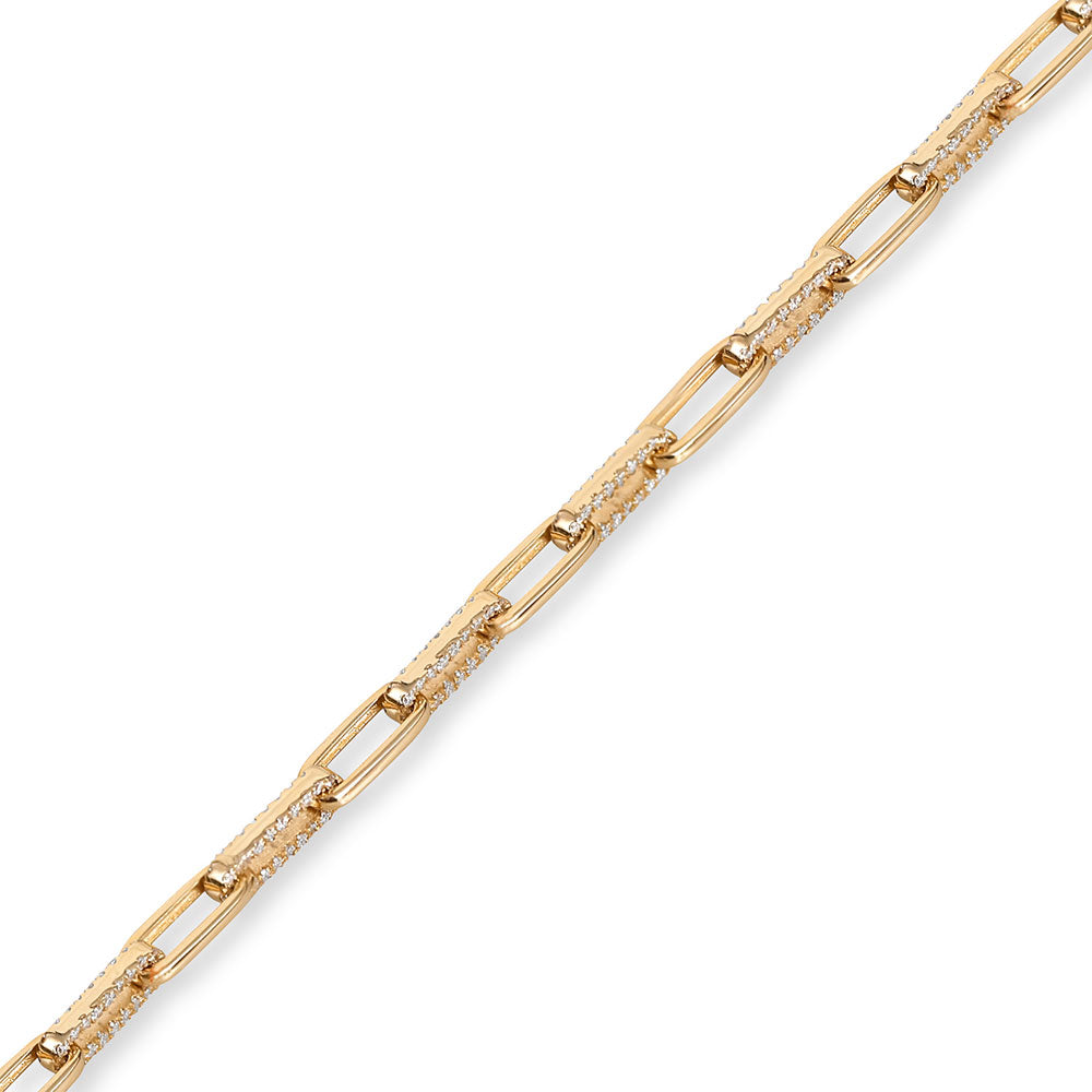 14K GOLD AND DIAMOND PAPERCLIP BRACELET