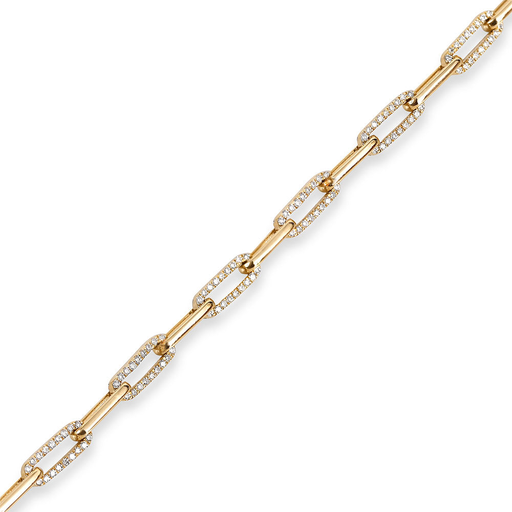 DIAMOND 14K GOLD PAPERCLIP BRACELET