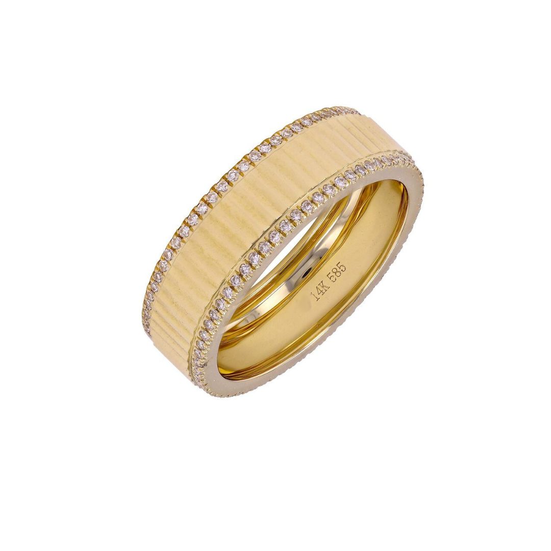 GOLD AND DIAMOND RYAN FLUTED RING