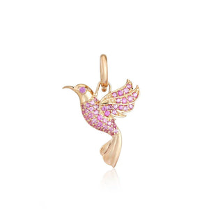 PINK 14K GOLD HUMMINGBIRD PENDANT