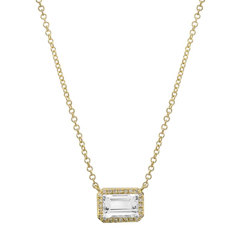 EMERALD CUT TOPAZ WITH DIAMOND NECKLACE