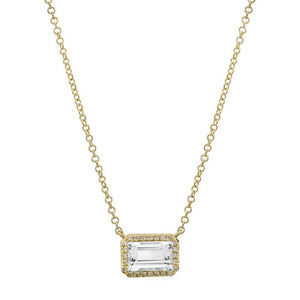 EMERALD CUT TOPAZ WITH DIAMOND NECKLACE