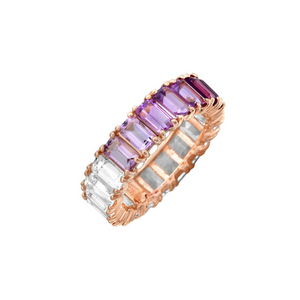 PURPLE OMBRÉ EMERALD CUT AMETHYST ETERNITY BAND