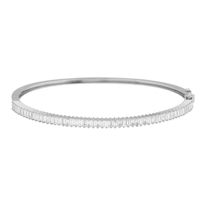 WHITE 14K CORA BAGUETTE DIAMOND BANGLE