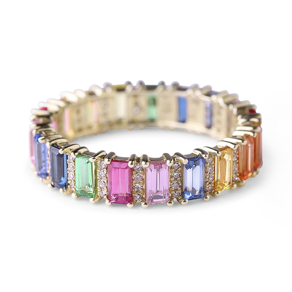 SALT. Fine Jewelry | RAINBOW SAPPHIRE EMERALD CUT ETERNITY BAND – SALT ...