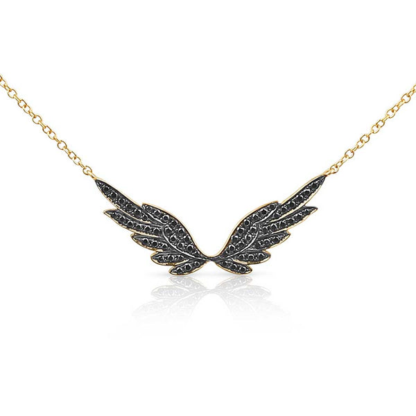 Black angel shop wing necklace